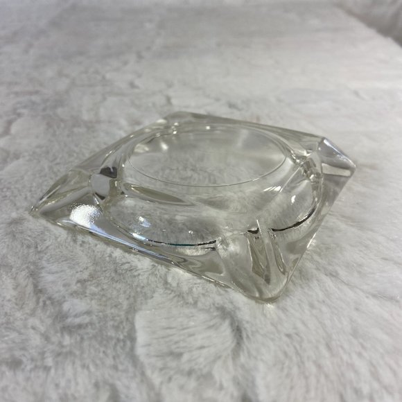 Vintage Clear Flat Glass Ashtray, Square, Mint Small Deco - Picture 2 of 5